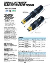 Thumbnail of document Data Sheet - FST-221-SPST thermal Dispersion Flow Switches for Liquids